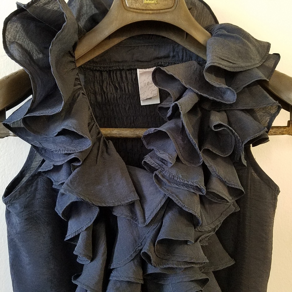 Dressy Ruffle Black Top Blouse Size Small